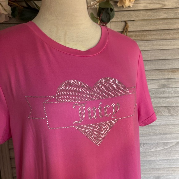 JUICY COUTURE Sleep Nightgown/shirt SZ LG Hot Pink, JUICY+HEART Sparkling Silver - Picture 5 of 16